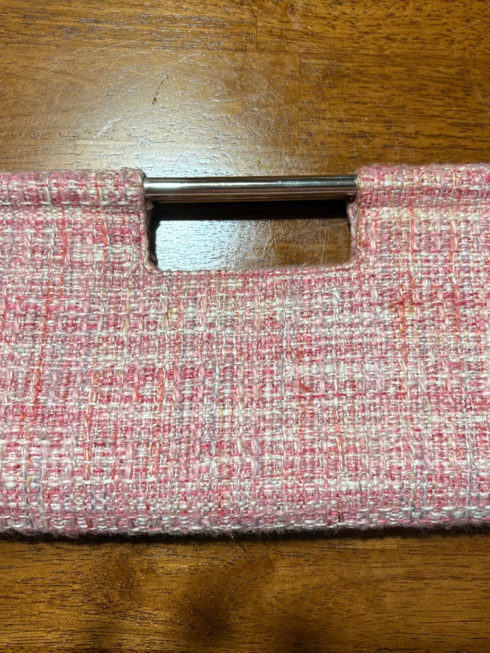 PUTU By J. MACLEAR Woven Tweed Clutch in Pink